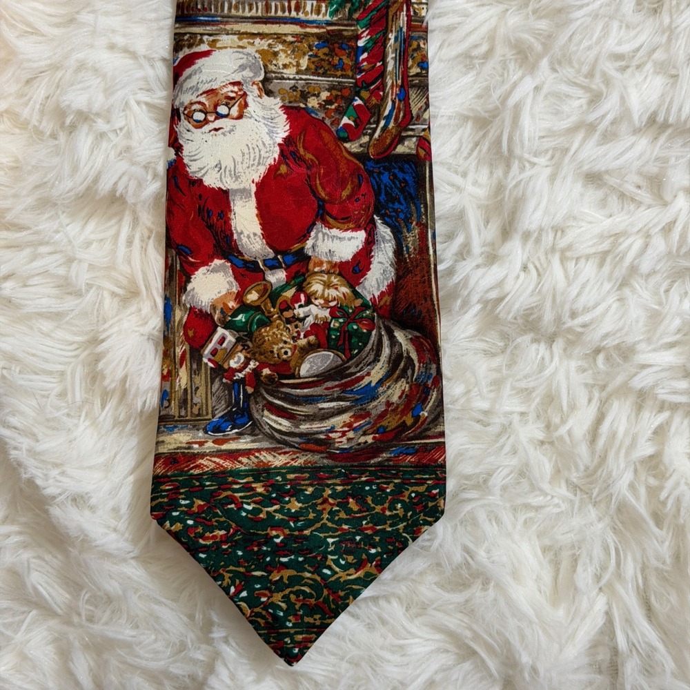 Santa Claus Necktie Holidays Exclusively for JCPenney by MMG‎ Red Christmas OS